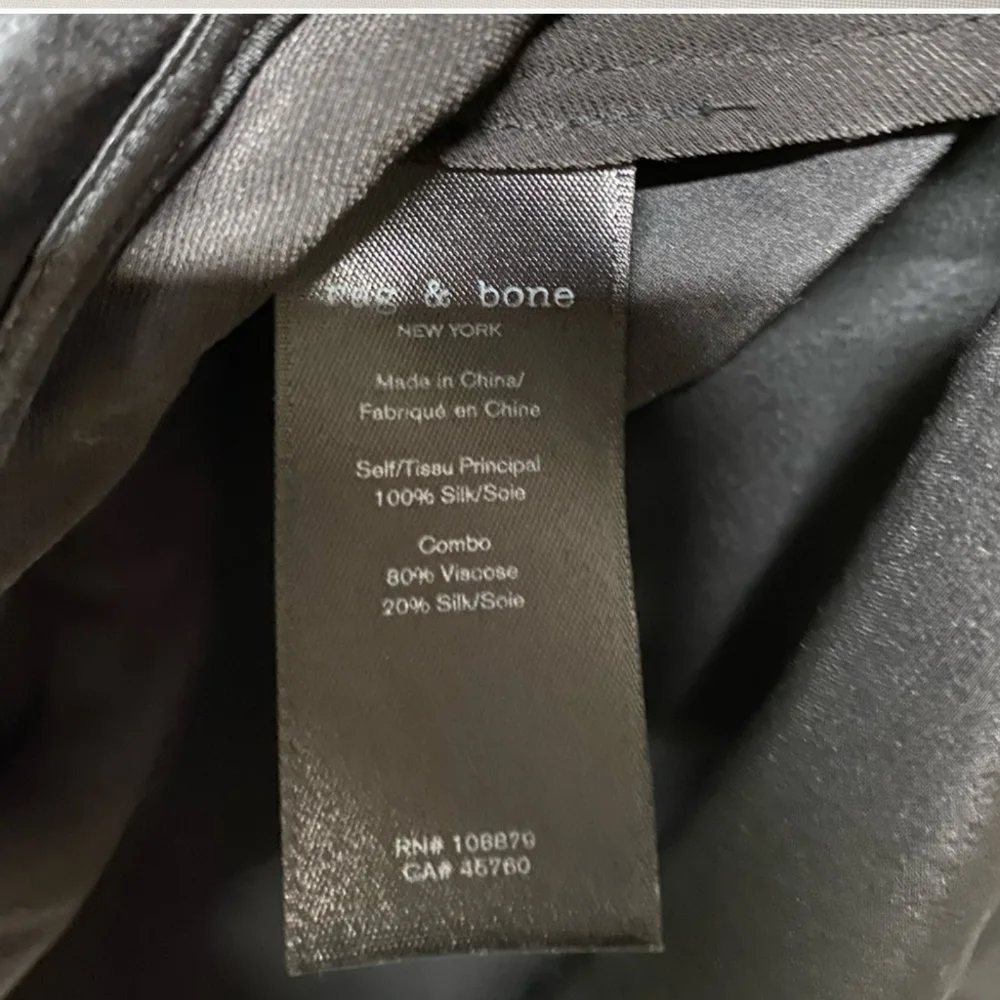 Rag and Bone Victor black Silk/velvet surplice blouse size PS - Picture 5 of 15